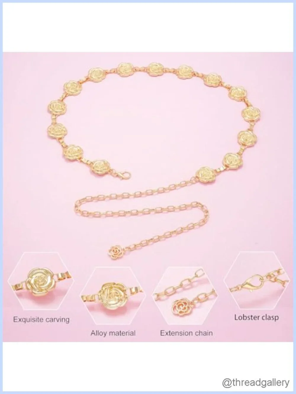 Alloy Flower Chain Waist Belt for Dresses